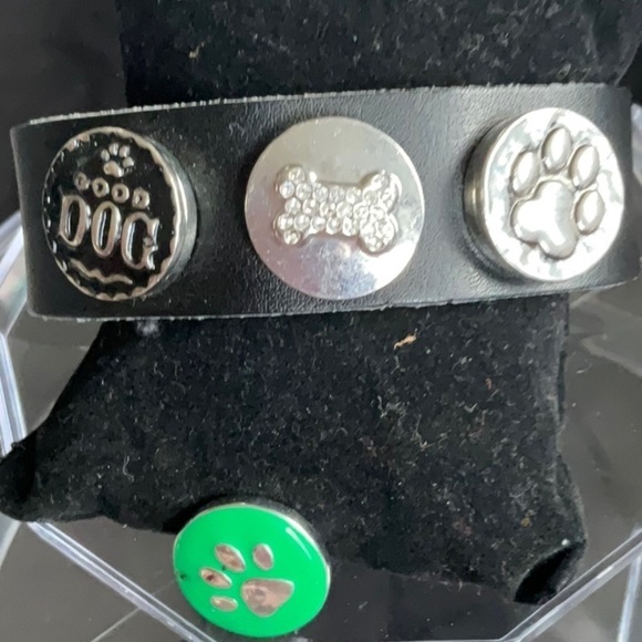 Black Leather Bracelet for Dog Lovers - Picture 2 of 2